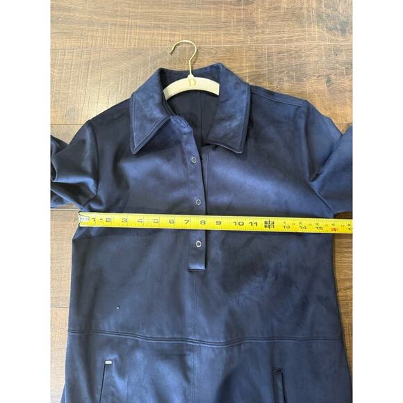 Elie Tahari Vegan Suede Popover Navy Shirt Dress Size 4 Womens Soft - Picture 7 of 7